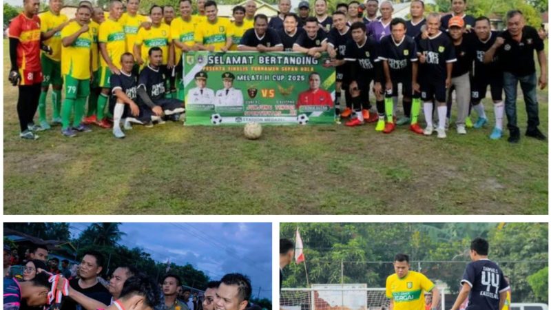 Bupati dan Wabup Sergai Laga Eksebisi Meriahkan Final Turnamen Sepak Bola Desa Melati II Cup 2025