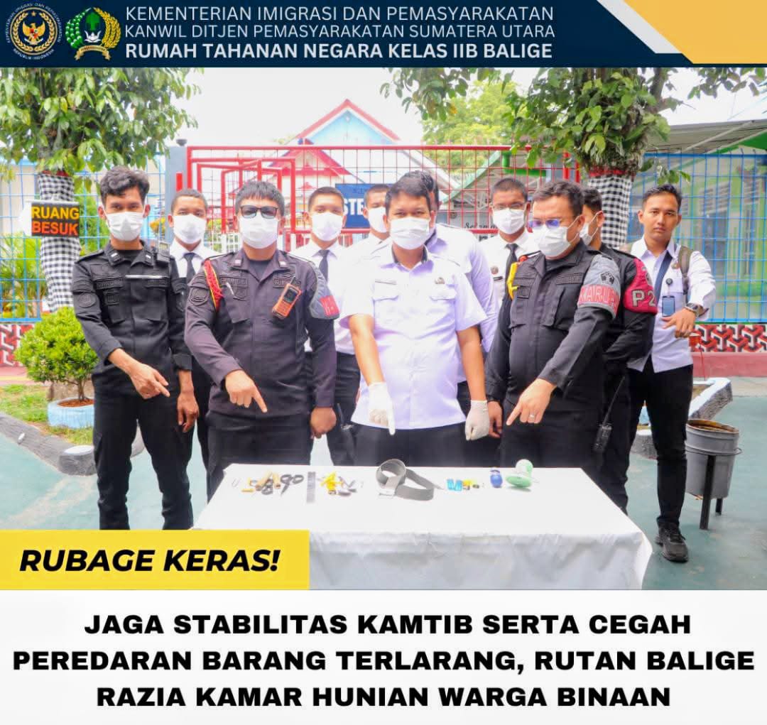 Rutan Balige Gelar Razia Hunian, Amankan Barang Terlarang