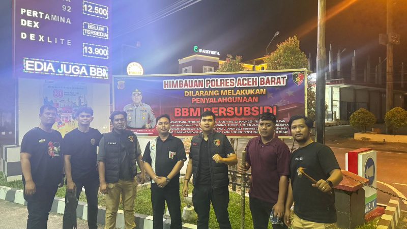 Polres Aceh Barat Gencarkan Edukasi, Spanduk Larangan Penyalahgunaan BBM Terpasang di Meulaboh
