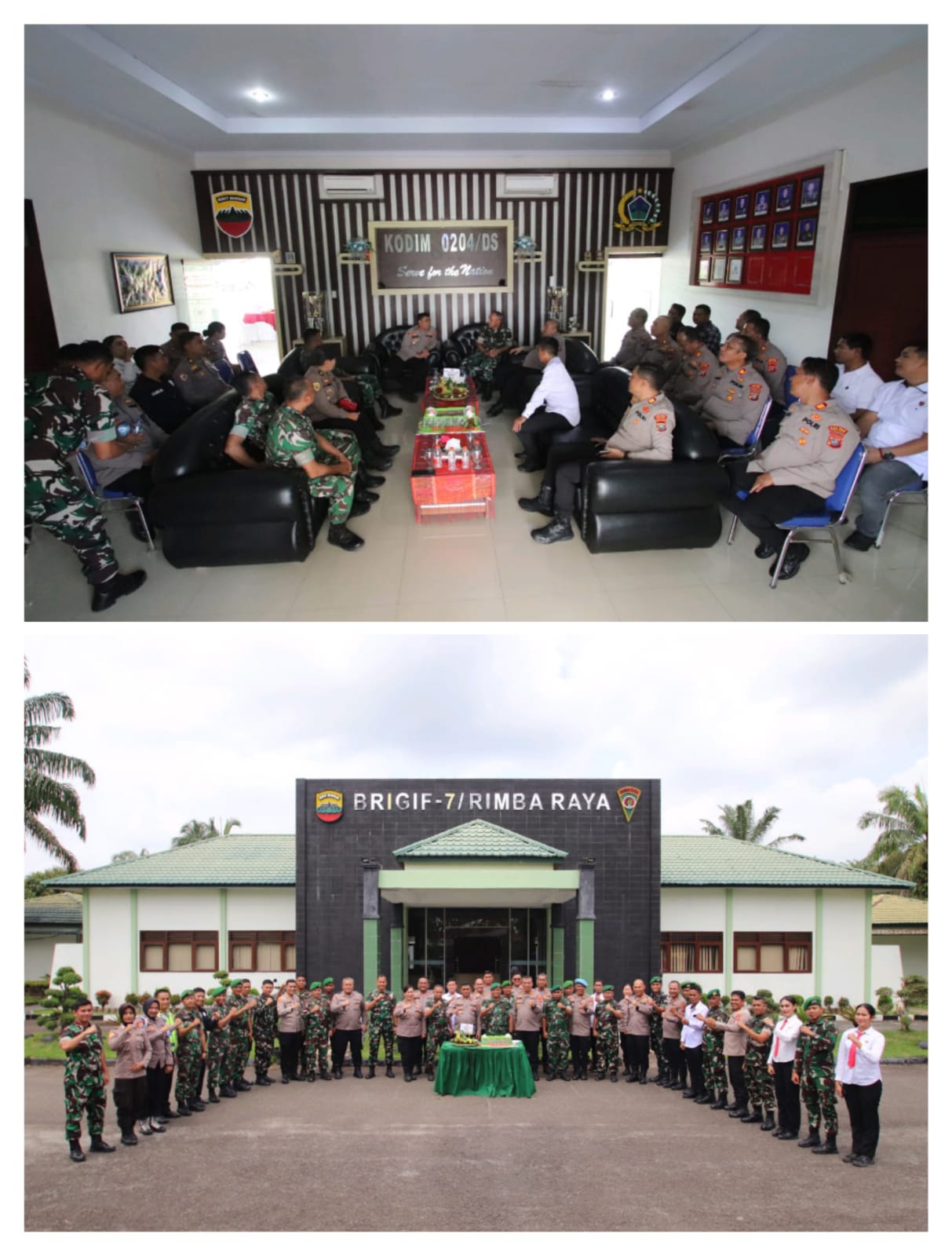 Jajaran Polres Sergai Berikan Tumpeng Ucapan HUT TNI ke-80 Pada Kodim 0204/DS dan Brigif 7/Rimba Raya