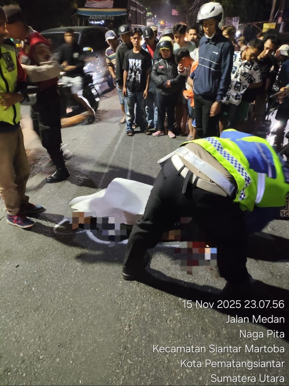 Laka Lantas di Jalan Medan,Sat Lantas Polres Pematangsiantar Olah TKP