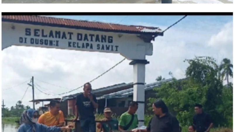 Camat Nurchinta Bersama Pemdes Pekan Tanjung Beringin Salurkan Bantuan Sembako ke Posko Banjir