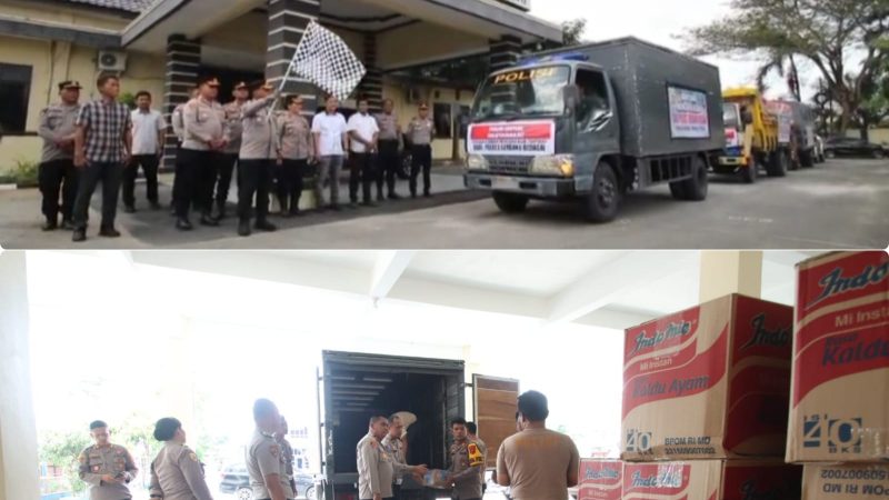 Polres Sergai Kirim Bantuan Logistik Sembako Korban Bencana di Langkat, Sibolga dan Tapanuli Tengah