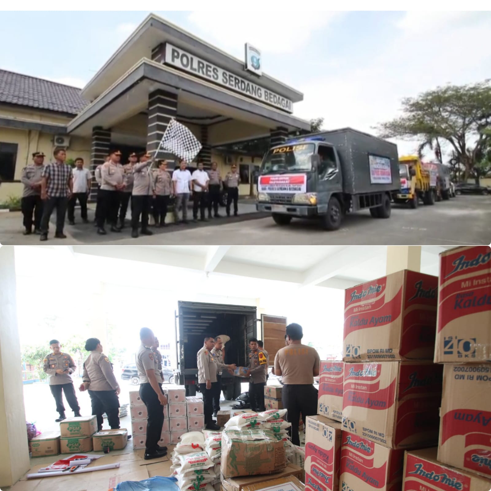 Polres Sergai Kirim Bantuan Logistik Sembako Korban Bencana di Langkat, Sibolga dan Tapanuli Tengah