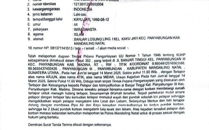 Laporan Penganiayaan Mengendap Di Polres Madina, Wartawan Media Online Siap Laporkan Ke Propam Polda Sumut