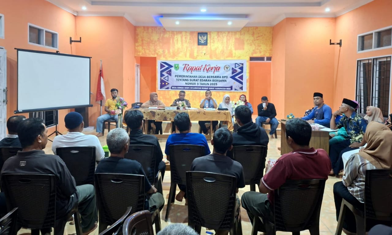 Gelar Rapat, Kemajuan Pembangunan Desa Sungai Dawu Inhu Kerjasama Solid  Antar Pemdes dengan Masyarakat