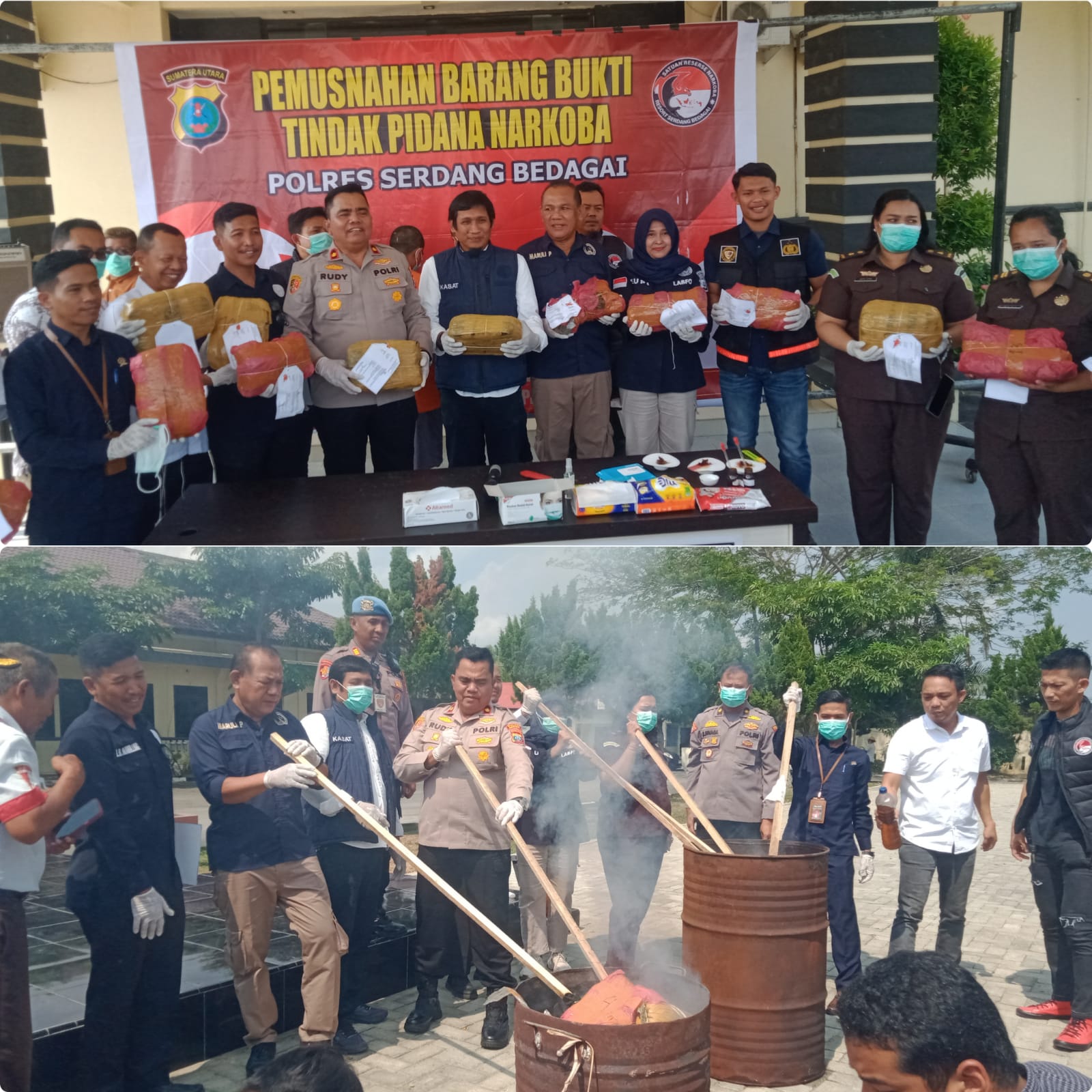 Polres Sergai Musnahkan Barang Bukti Narkotika Jenis Ganja Hasil Pengungkapan Sat Narkoba