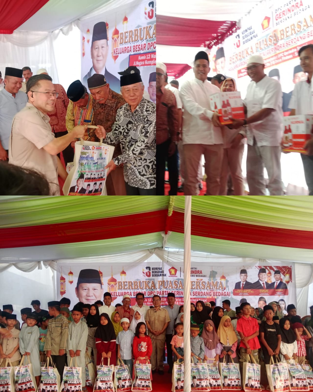 Gelar Buka Puasa Bersama, DPC Partai Gerindra Sergai Bagikan Paket Sembako Pada Anak Yatim
