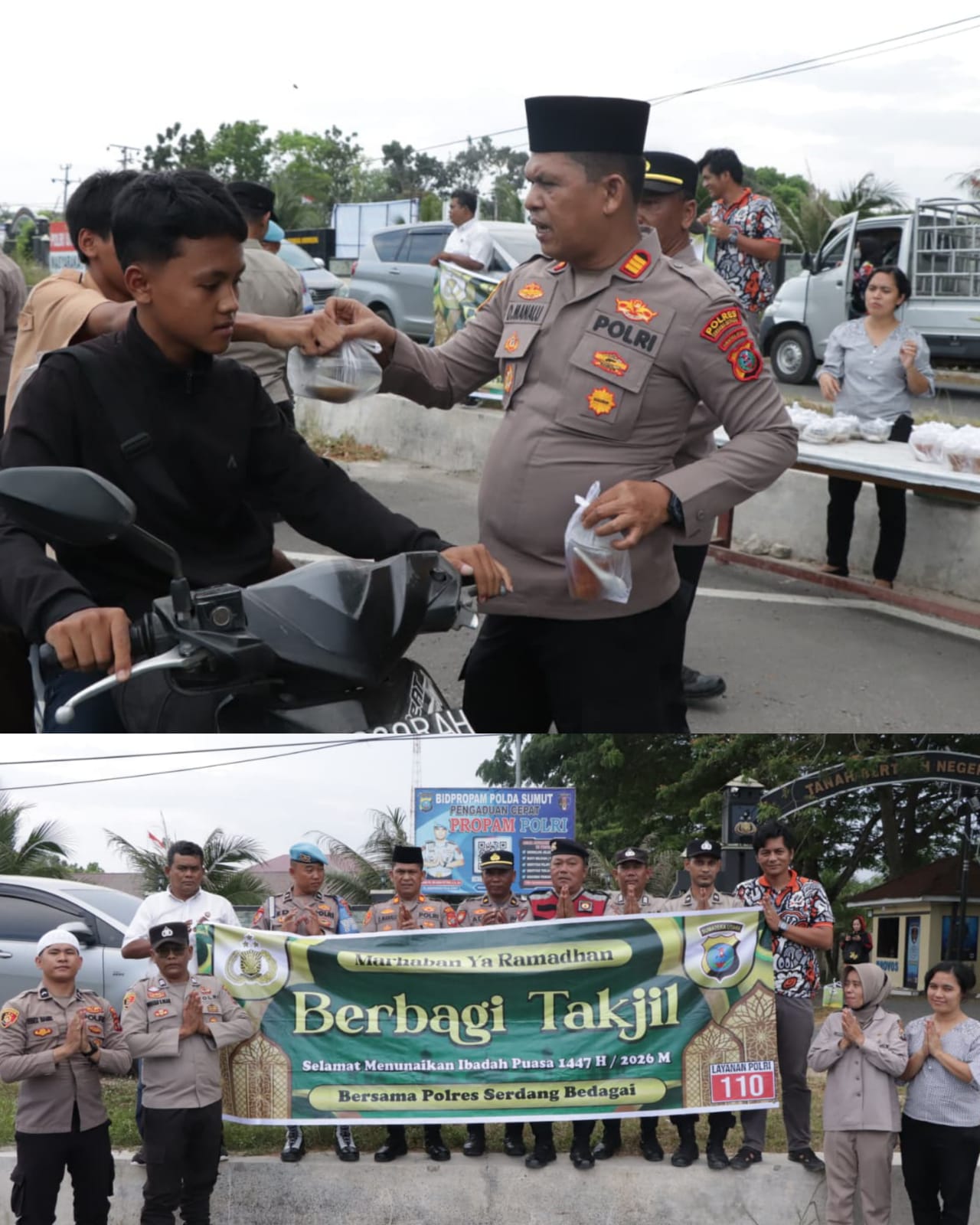 Terus Berbagi di Bulan Ramadhan, Polsek Teluk Mengkudu dan Firdaus Bagikan 200 Porsi Takjil