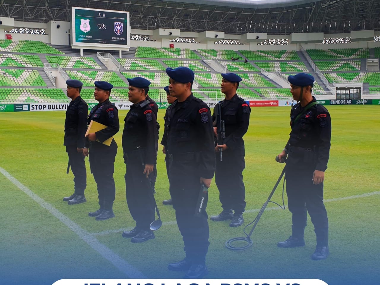 Sterilisasi Jelang Laga PSMS–PSPS, Tim Gegana Brimob Pastikan Stadion Utama Sumut Aman