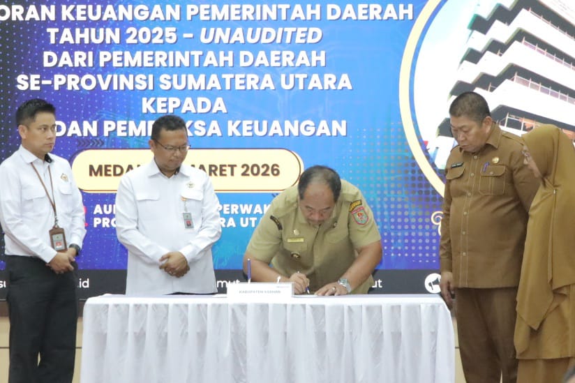 Bupati Asahan Serahkan LKPD Tahun 2025 Ke BPK RI Perwakilan Sumut