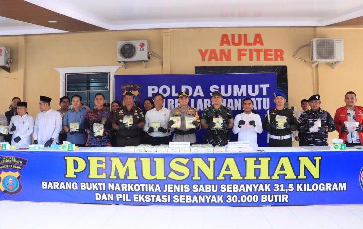 Dandim 0209/LB Hadiri Pemusnahan 40 Kg Sabu dan Puluhan Ribu Ekstasi di Polres Labuhanbatu