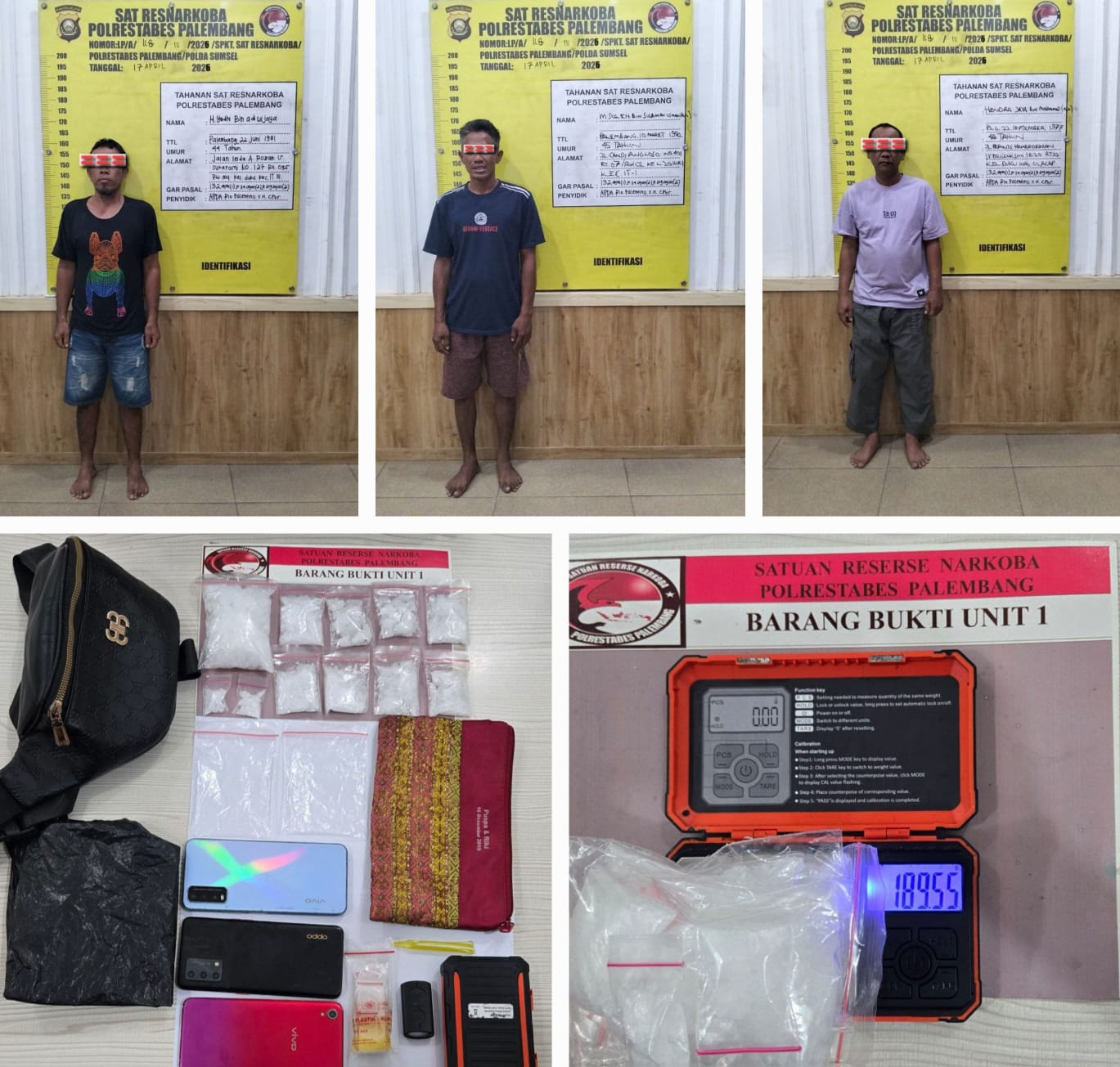 Polrestabes Palembang Ungkap Jaringan Narkoba Lintas Provinsi, Tiga Tersangka Diamankan
