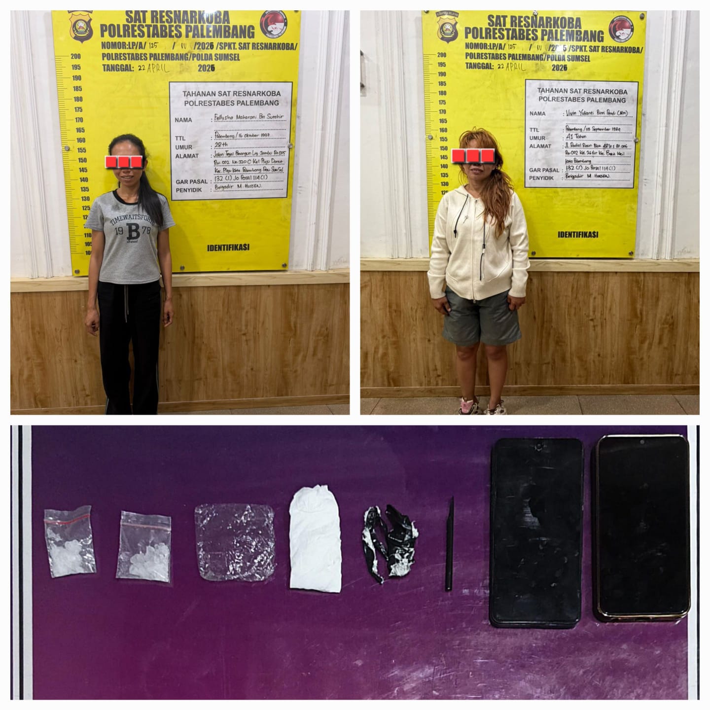 Satresnarkoba Polrestabes Palembang Bekuk Dua Tersangka Di Dua TKP Berbeda