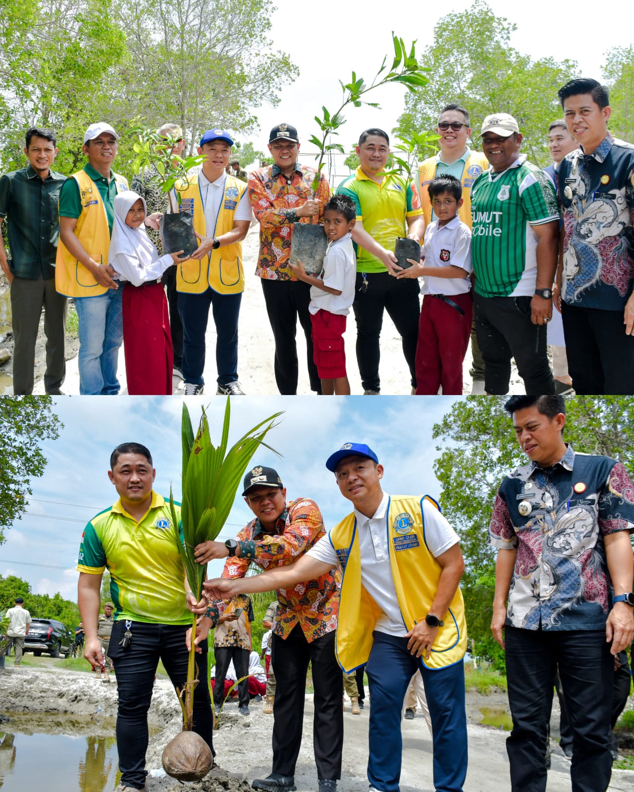 Perkuat Benteng Alam Pesisir, Pemkab Sergai dan Lions Club Tanam Ratusan Pohon di Pantai Merdeka