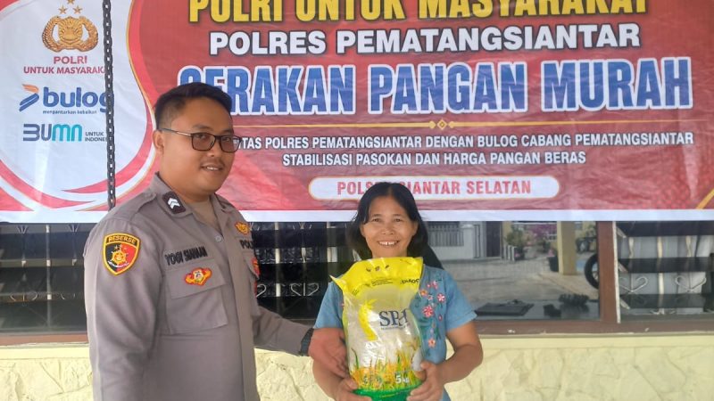 Polsek Siantar Selatan Laksanakan Gerakan Pangan Murah, 74 Zak Beras SPHP Laku Terjual