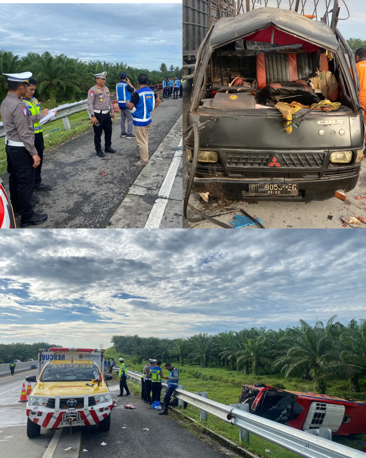 Satlantas Polres Sergai Cek TKP Kecelakaan di Tol KM 63 B, 4 Meninggal Dunia dan 19 Luka-Luka