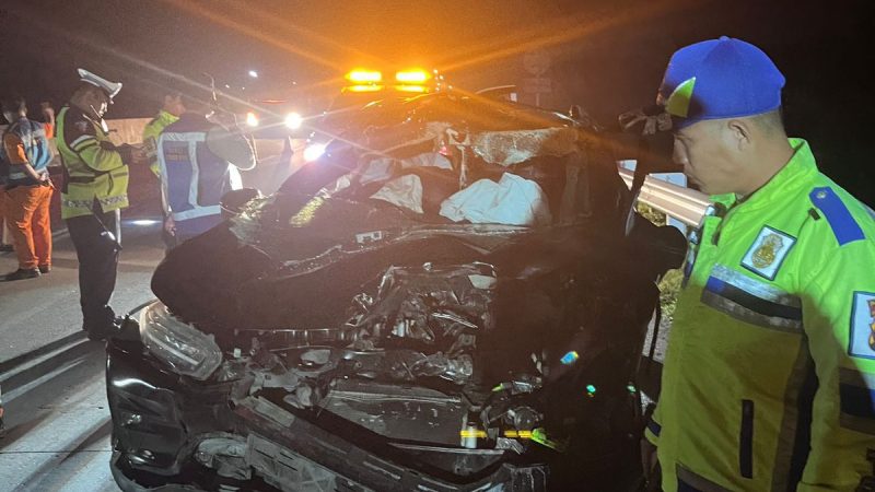 Sat Lantas Polres Sergai Turun Cek TKP Kecelakaan di Tol KM 70 A, Satu Meninggal dan Tiga Luka-luka