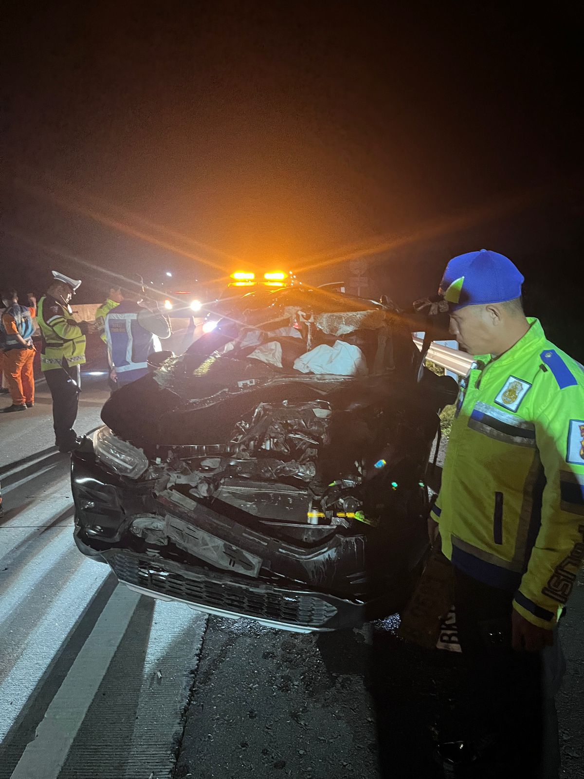 Sat Lantas Polres Sergai Turun Cek TKP Kecelakaan di Tol KM 70 A, Satu Meninggal dan Tiga Luka-luka