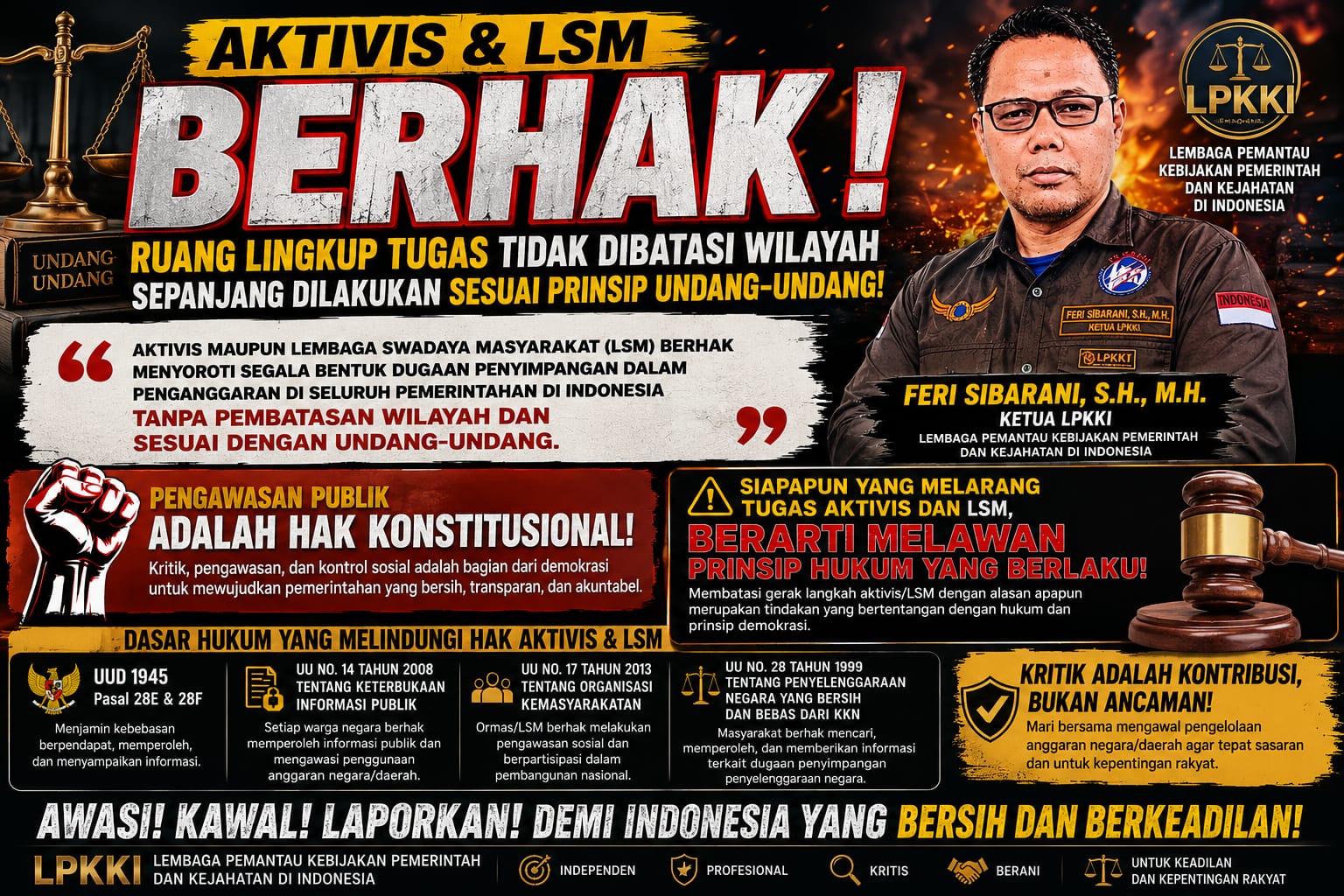 LPKKI: Aktivis dan LSM Berhak Bersuara Diseluruh Indonesia, Tidak Ada Larangan