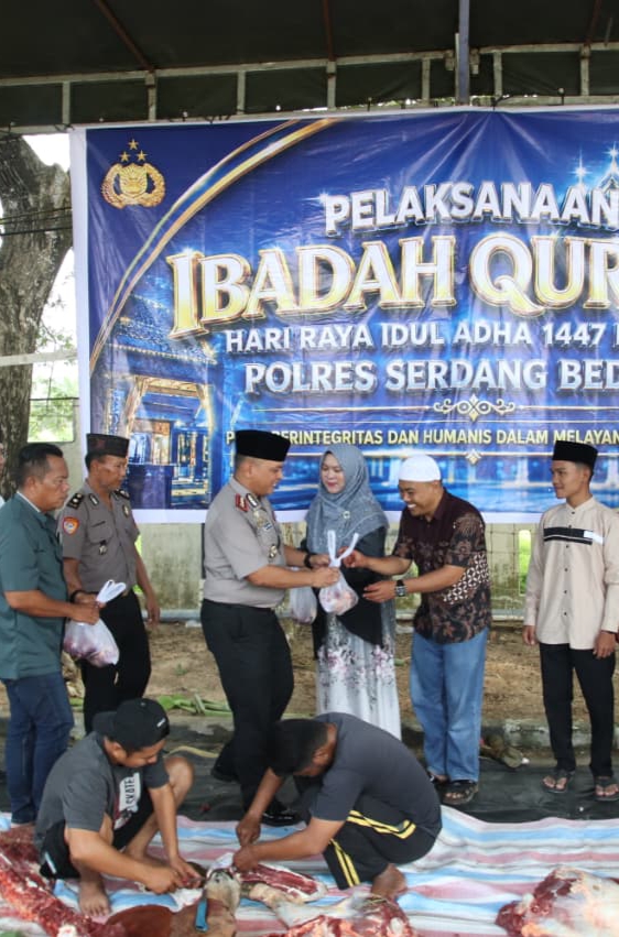 Berbagi Kebagiaan di Idul Adha 1447 Hijriah, Polres Sergai Sembelih Puluhan Hewan Qurban