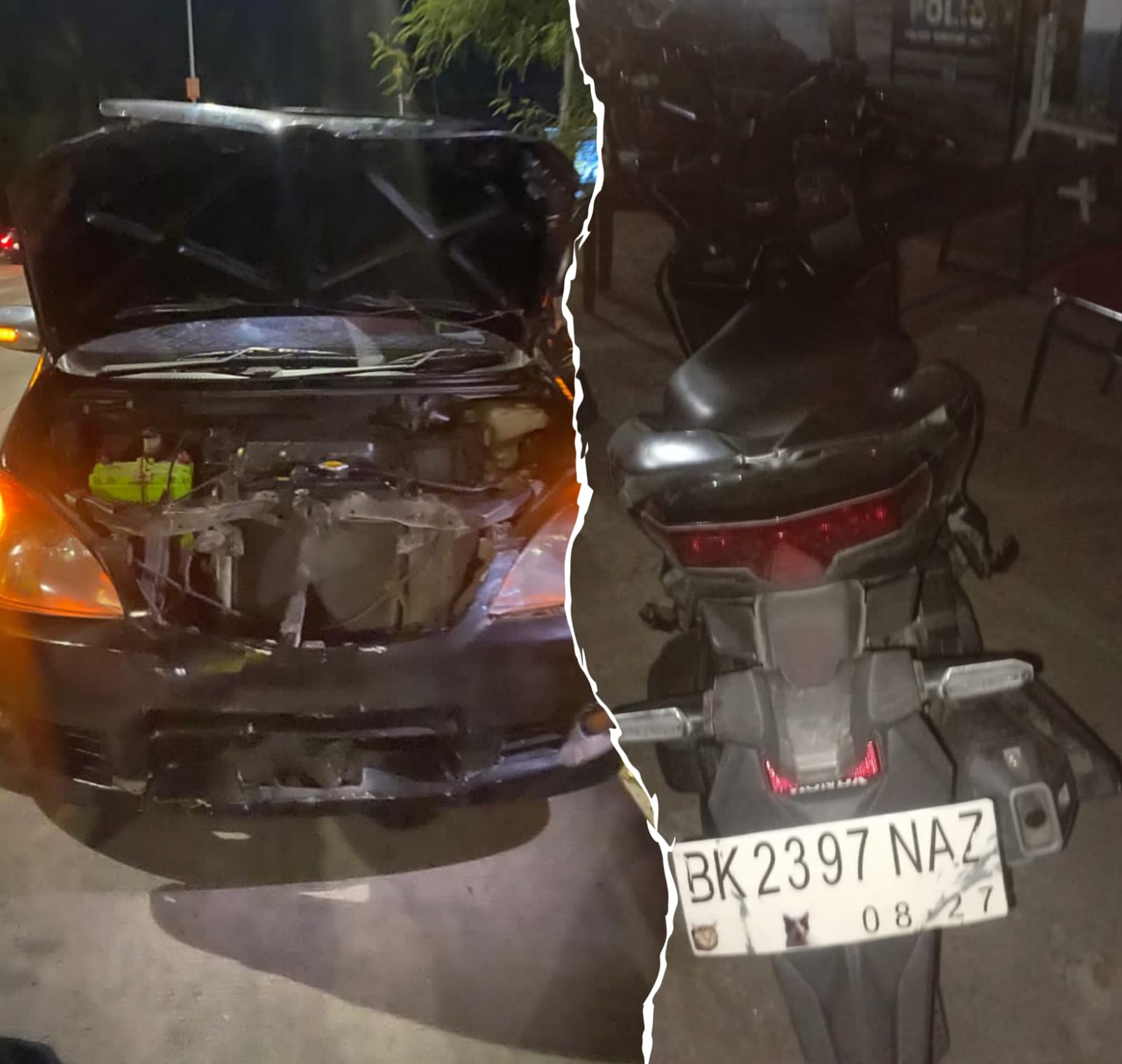 Honda Vario Tabrakan Dengan Toyota Avanza di Depan Tol Teluk Mengkudu, Dua Luka-luka
