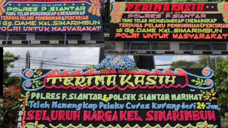 Polres Pematangsiantar Banjir Papan Bunga Ucapan Selamat Berhasil Ungkap Kasus Pencurian dengan Kekerasan