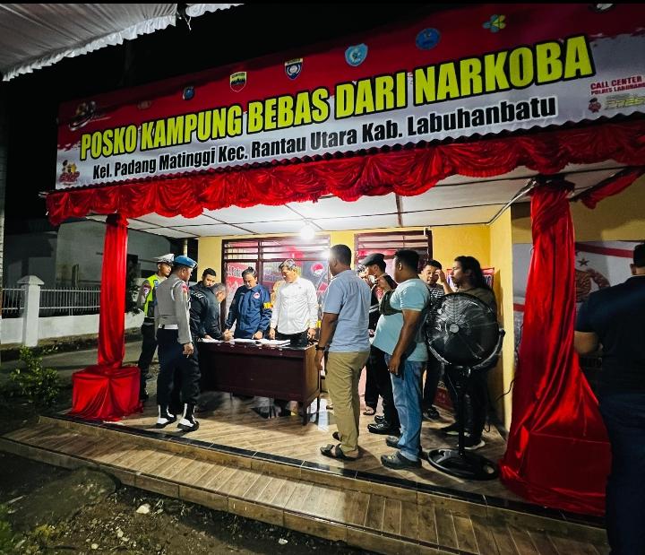 Perangi Peredaran Narkoba, Polres Labuhanbatu Aktifkan Posko Kampung Bebas Narkoba Padang Matinggi