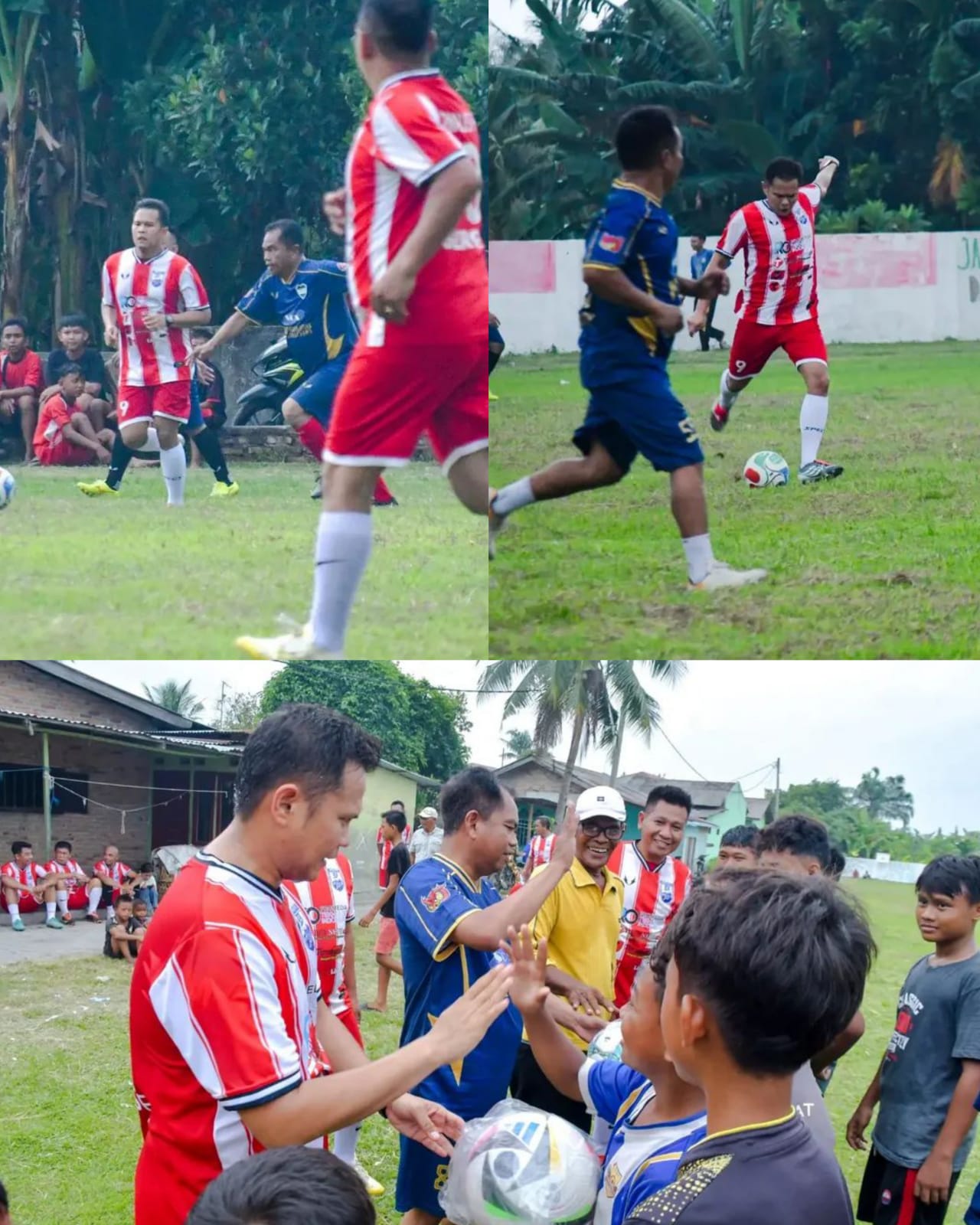 Bupati dan Wabup Sergai Meriahkan Laga Persahabatan di Desa Celawan, Hadiahkan Bola Bagi Anak-anak Pecinta Sepak Bola