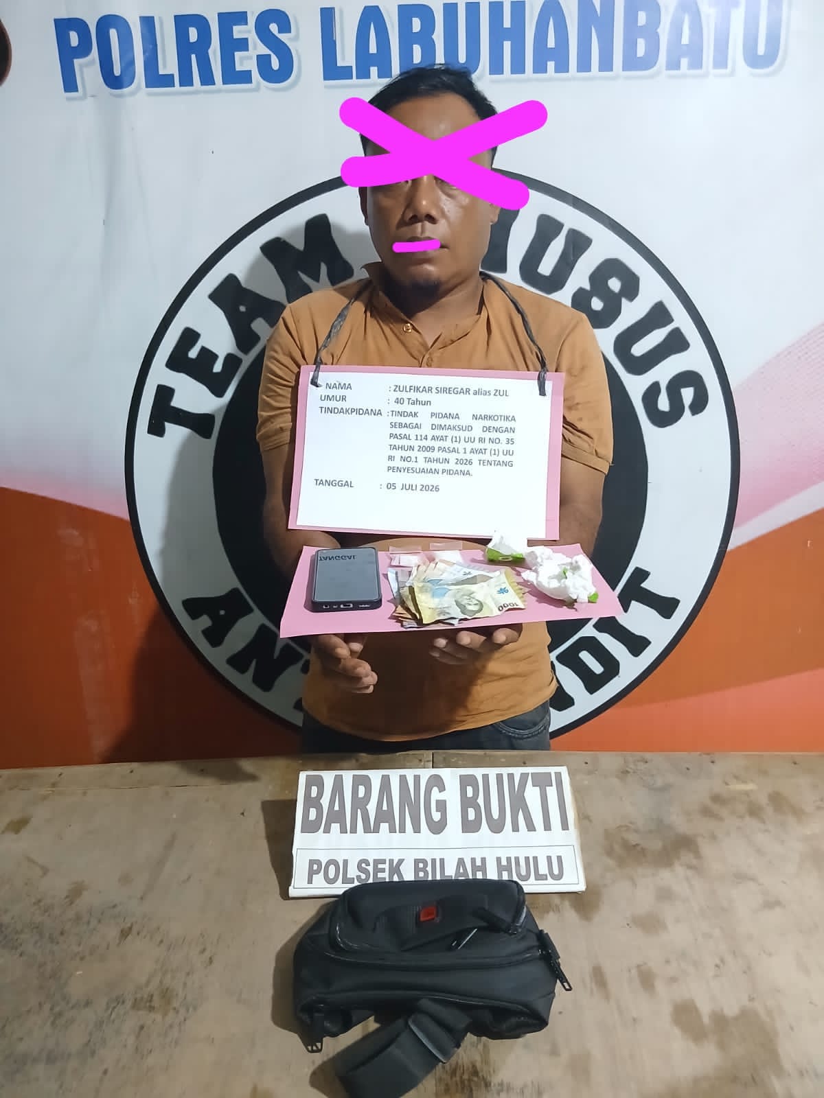 Polsek Bilah Hulu Tangkap Pengedar Sabu 10,57 Gram, Tersangka Petani Dilimpahkan ke Polres Labuhanbatu