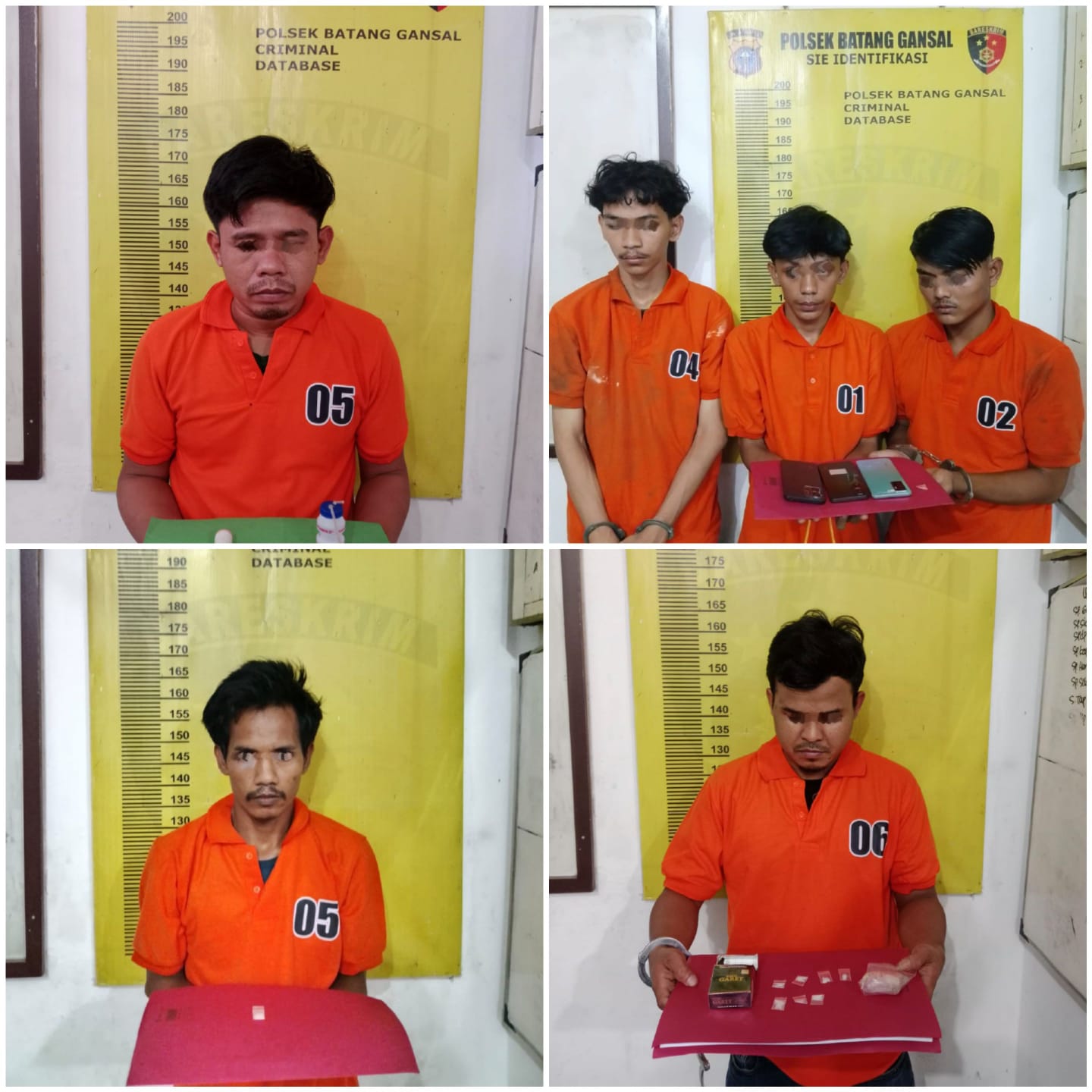 Hanya 24 Jam Polsek Batang Gansal Inhu Ringkus 6 Pelaku Narkotika 