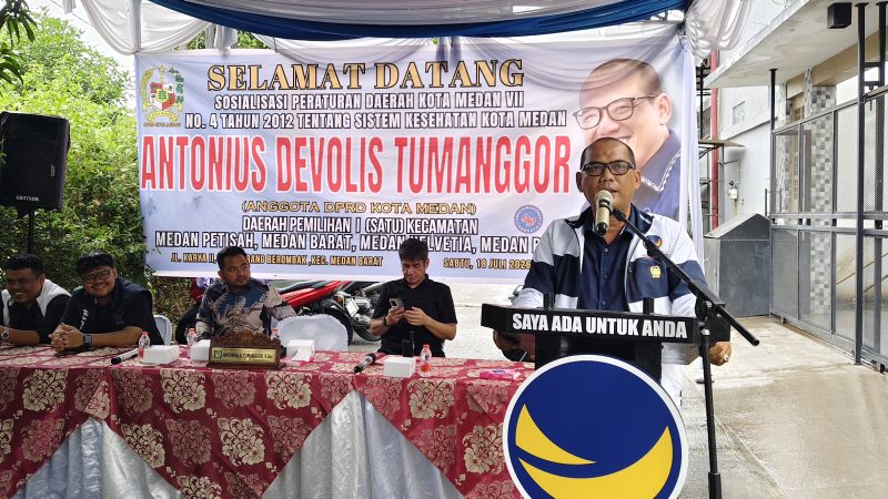 Antonius Tumanggor Ajak Warga Karang Berombak Peduli Kesehatan, Sosperda Sistem Kesehatan Dipadati Masyarakat