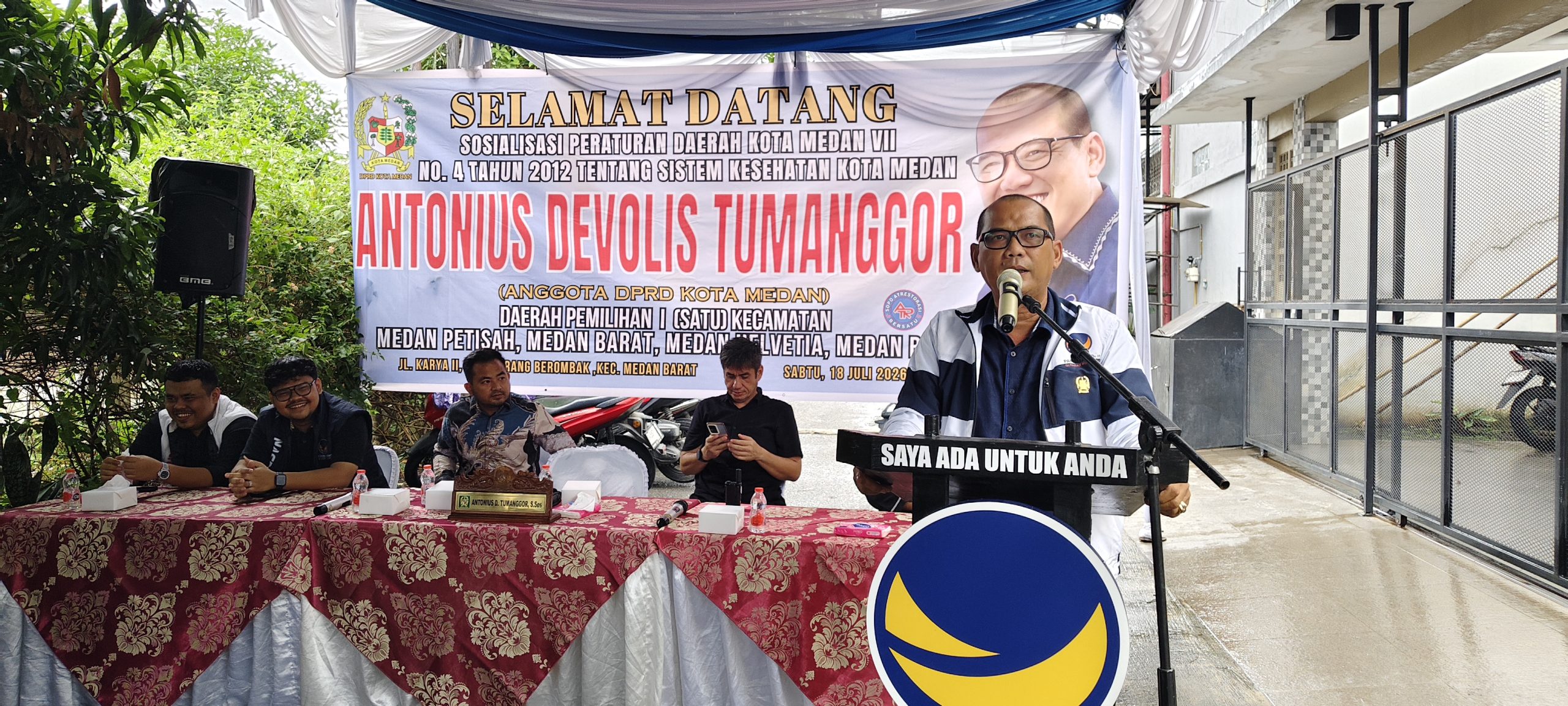 Antonius Tumanggor Ajak Warga Karang Berombak Peduli Kesehatan, Sosperda Sistem Kesehatan Dipadati Masyarakat