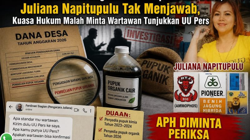 Dikonfirmasi Soal Dugaan Bisnis Pupuk Dana Desa, Juliana Napitupulu Tak Menjawab, Kuasa Hukum Malah Minta Wartawan Tunjukkan UU Pers