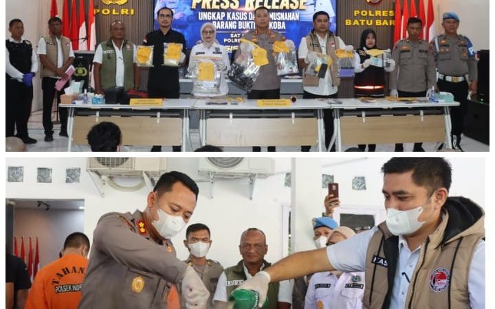 Polres Batu Bara Gelar Press Rilis dan Pemusnahan Barang Bukti Hampir 2 Kilogram Sabu, Tegaskan Komitmen Berantas Peredaran Narkotika