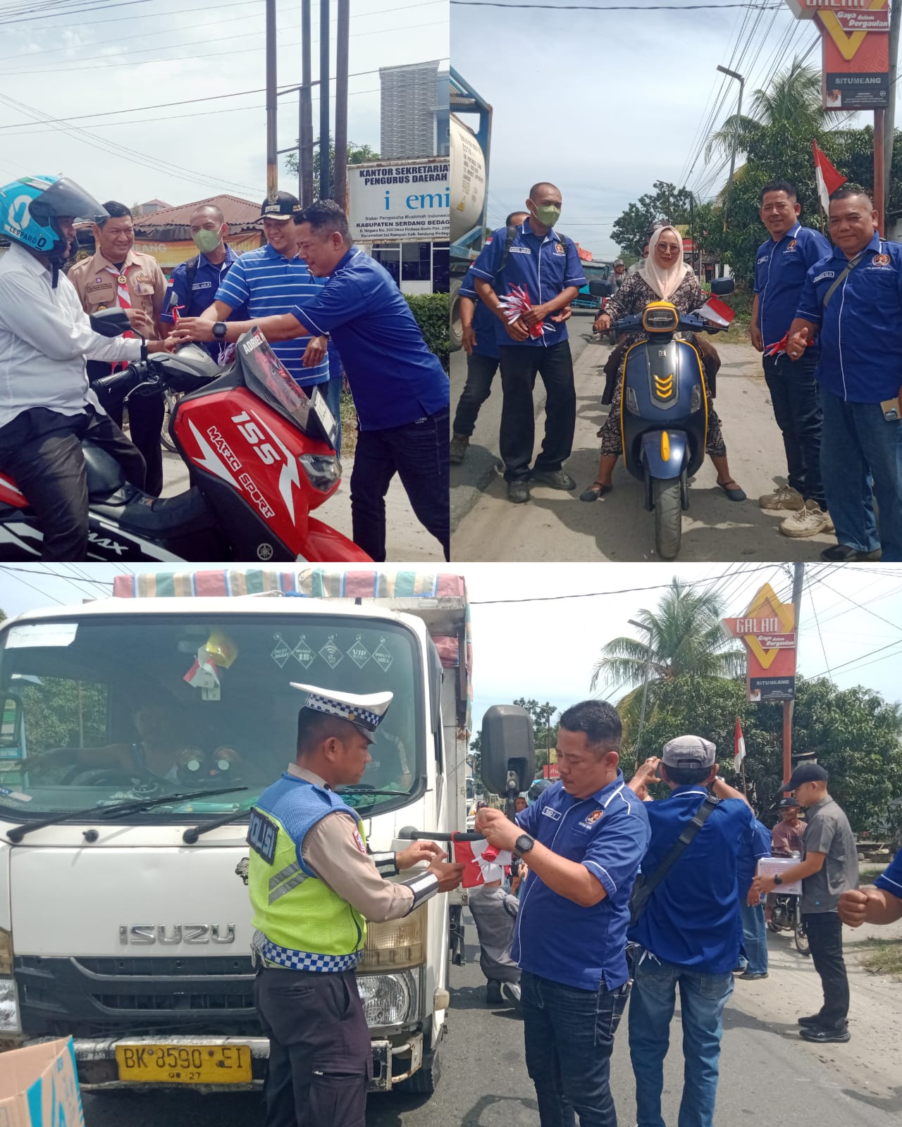 Jelang HUT ke-81 Kemerdekaan RI, PWI Sergai Gelar Aksi Bagi Bendera Merah Putih Pada Pengguna Jalan