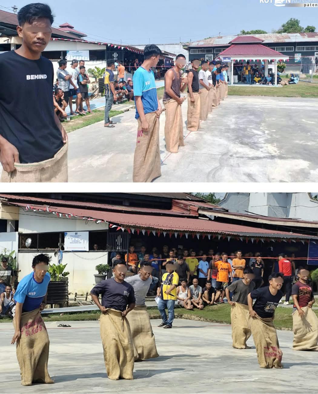 Semarak Kemerdekaan RI, WBP Rutan Rengat Antusias Ikuti Perlombaan