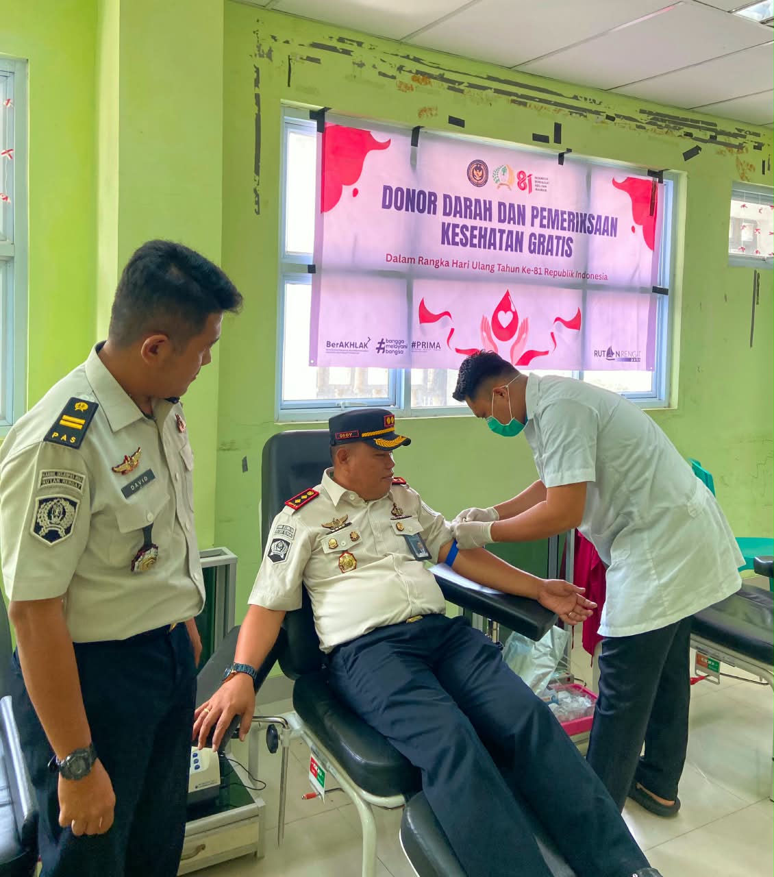 Semarak HUT ke-81 RI, Rutan Rengat Gelar Donor Darah dan Pemeriksaan Kesehatan Gratis