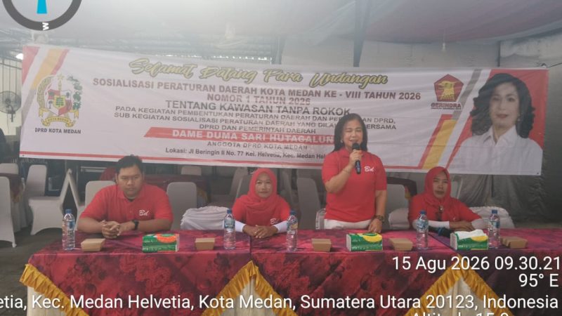 Duma Sari Hutagalung Sosialisasikan Perda Kawasan Tanpa Rokok di Medan Helvetia