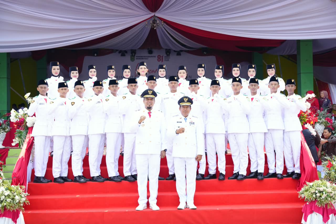 Kolaborasi dan Gotong Royong HUT Kemerdekaan RI Terbangun, Bupati Inhu Pimpin Upacara Detik Detik Proklamasi Kemerdekaan RI Ke 81 Berlangsung  Khidmat