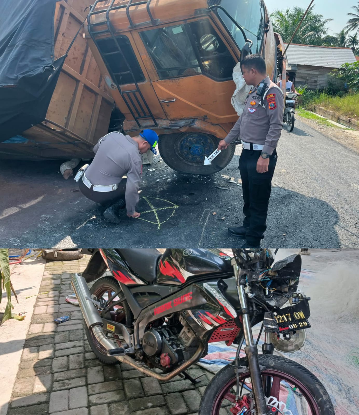 Pengendara Vixion Kritis Usai Tabrak Truk Material Proyek Jalan Provinsi Tanjung Beringin, Keluarga Minta CV. SAN Bertanggung Jawab
