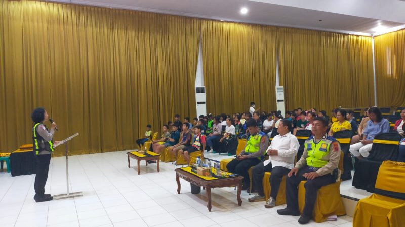 Cegah Laka Lantas, Sat Lantas Polres Pematangsiantar Gelar Sosialisasi di Gereja GKPB Jalan SM. Raja Siantar