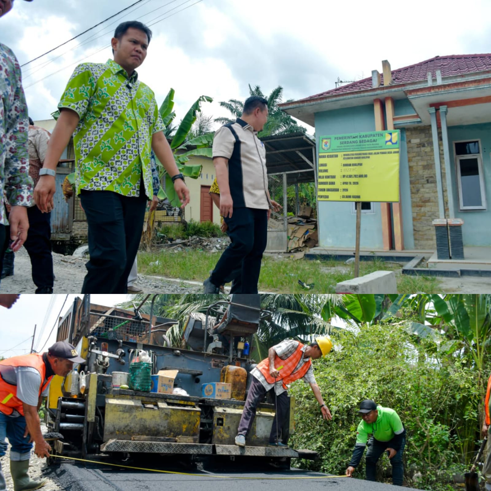 Wabup Sergai Didampingi Kadis PUTR Tinjau Pembangunan Ruas Jalan Penaga Desa Juhar Bandar Khalifah