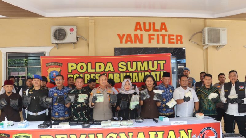 34 Kg Sabu dan 20 Ribu Pil Ekstasi Dimusnahkan Polres Labuhanbatu