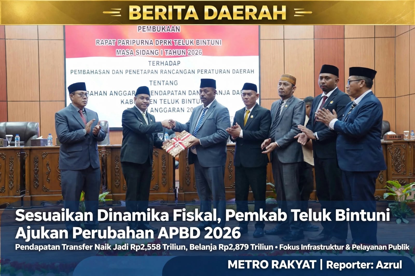 Bupati Yohanis Manibuy Serahkan Ranperda Perubahan APBD 2026 ke DPRK Bintuni