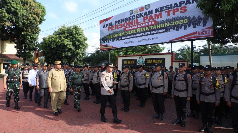 Kapolres Asahan Pimpin Apel Pengecekan Kesiapan Personel PAM TPS Pilkades Serentak 2026