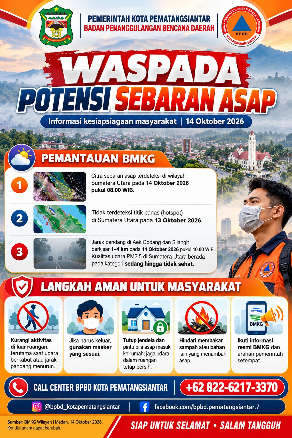 Pemko Pematangsiantar Melalui BPBD Imbau Masyarakat Waspada Penyebaran Asap