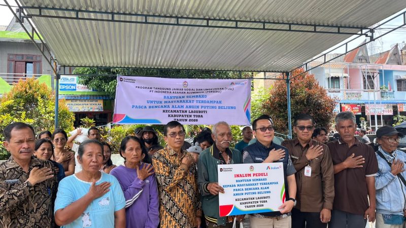 INALUM Serahkan Bantuan Bagi Masyarakat Terdampak Bencana Angin Puting Beliung Di Kabupaten Toba