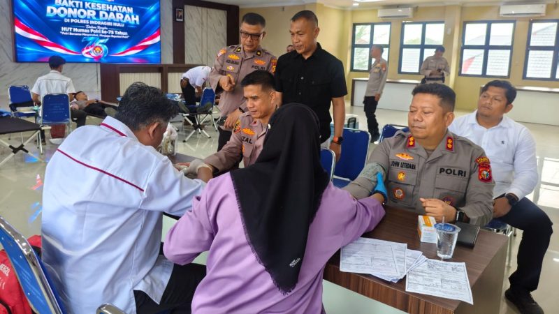 Peringati Hari Jadi ke-75 Humas Polri,  Polres Inhu Gelar Donor Darah