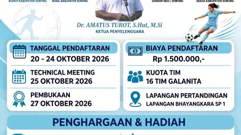Semangat Hari Pahlawan Menggelora di Sorong Lewat Turnamen Galanita Bupati Cup I Tahun 2026